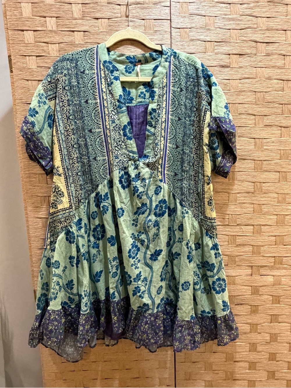 $168 Free People Printed Agnes dress Size Medium 100% Cotton Boho Festival - Picture 2 of 8